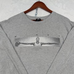 VTG Jordan T-Shirt Men’s Large Gray Nike Air Wings Michael Jordan Graphic LS 90s