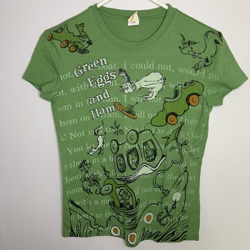 Vintage Y2K Mighty Fine Graphic Tee Dr Seuss Green Eggs And Ham Tshirt Medium