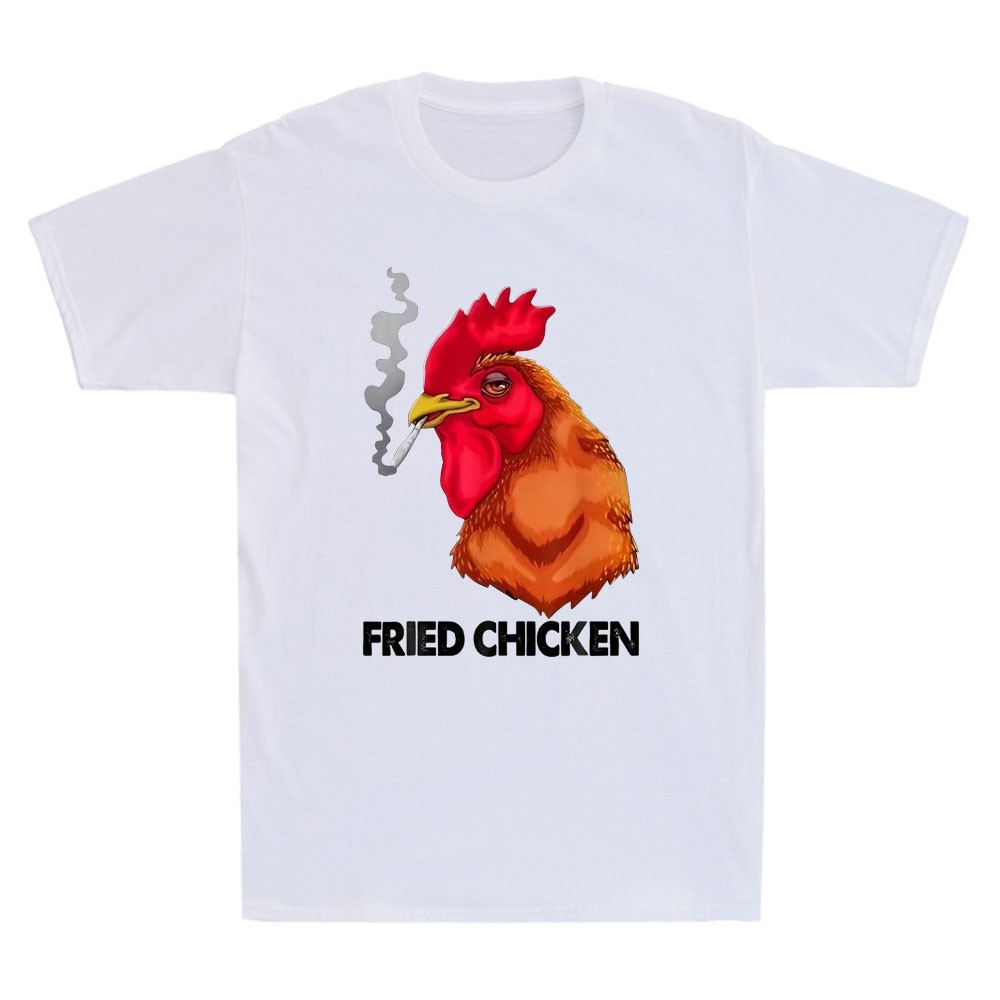 Fried Chicken Funny Rooster Smoking Cigarette Meme Saying Vintage Men’s T-Shirt