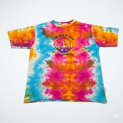 Men’s Large Vintage GOGO Tie Dye San Francisco Shirt Embroidered Peace Sign