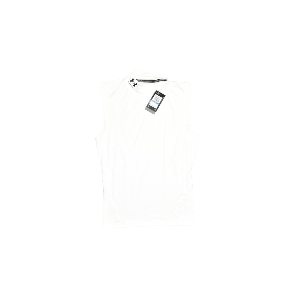 Under Armour Men’s HeatGear Compression Mock Neck Sleeveless Shirt White Sz XL