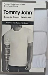 3 PACK TOMMY JOHN WHITE BLACK SECOND SKIN MODAL CREW NECK STAY TUCKED UNDERSHIRT