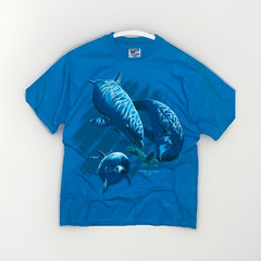 Single Stitch 90’s Blue Dolphin Sea Turtle Nature Gallery Graphic T-Shirt