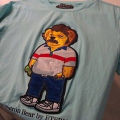 ​Eternity BC/AD El Patron Bear T-Shirt Medium Aqua Blue Embroidered Escobar…