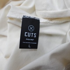 Cuts Clothing Split Hem Short Sleeve Tee Henley Stretch Beige Slim Fit