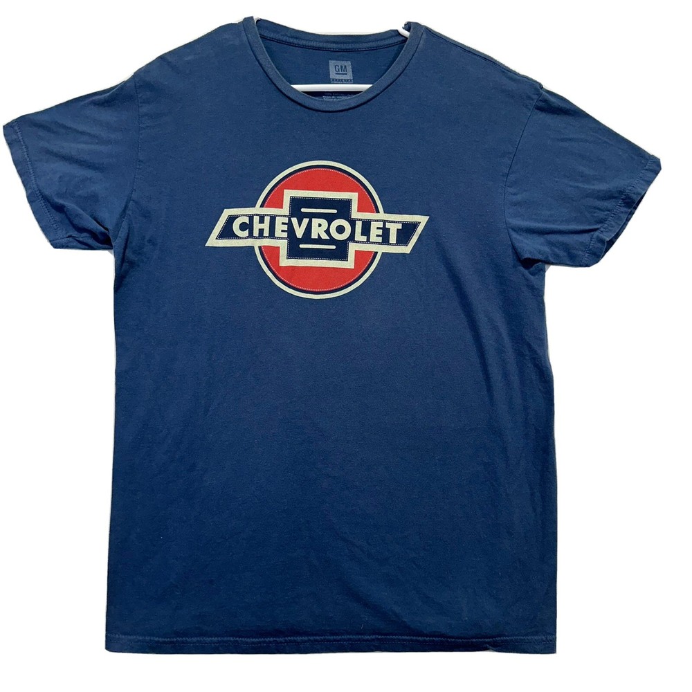 Chevrolet Shirt Large Blue Mens Chevy American Trucks Cars Automotive Tee Racing