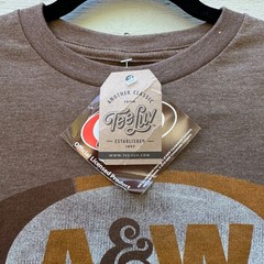 Tee Luv AW Root Beer Graphic T-Shirt Mens Medium Heather Brown Vintage Style NEW