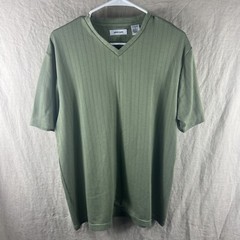 Pierre Cardin Men’s Green Short Sleeve V-Neck Casual Comfort Shirt Size Large