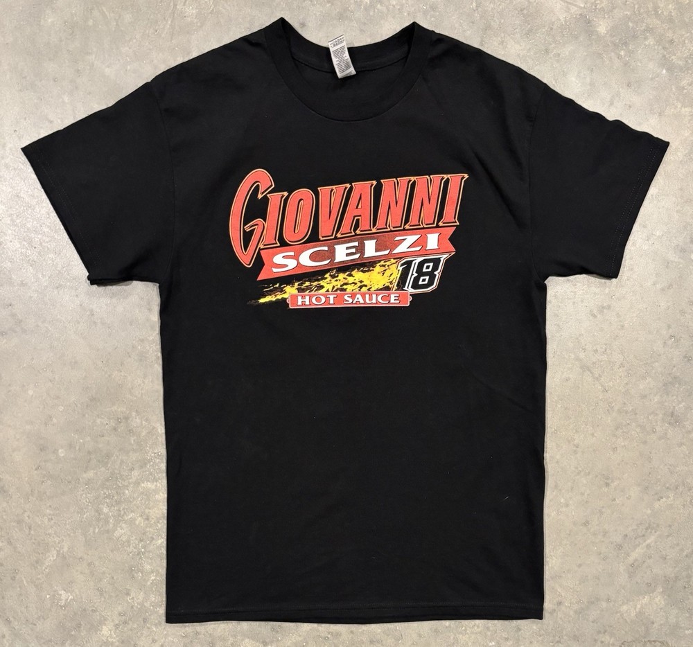 Giovanni Gio Scelzi #18 Sprint Car Graphic Shirt Men’s Small / Medium Hot Sauce