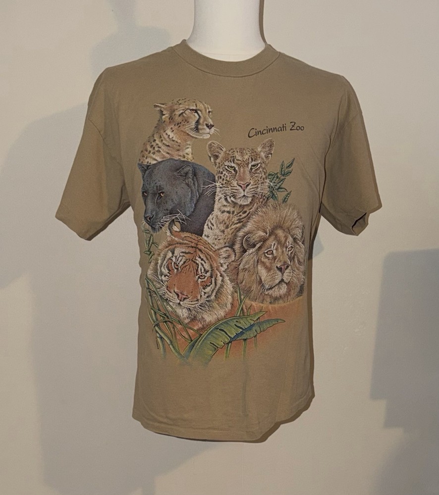 VTG Cincinnati Zoo Tan Big Cat T-Shirt Size XL