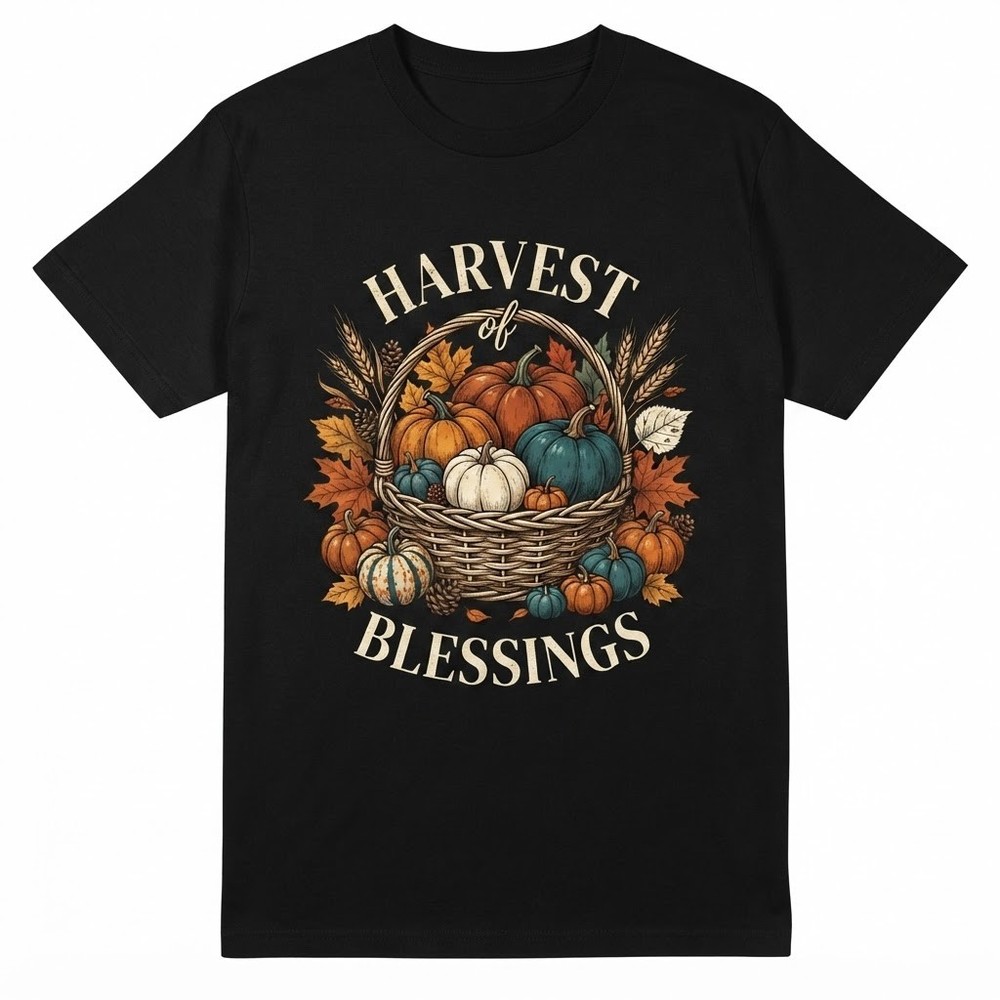 Harvest Of Blessings Pumpkin And Fall Leaves Thanksgiving T-shirt For Men Women