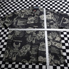 Vintage Harley Davison biker Hawaiian style all over print button up Shirt 2XL