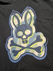 Psycho Bunny Men’s Big Bunny Graphic T-Shirt Black 100% Pima Cotton Size 5 (L)