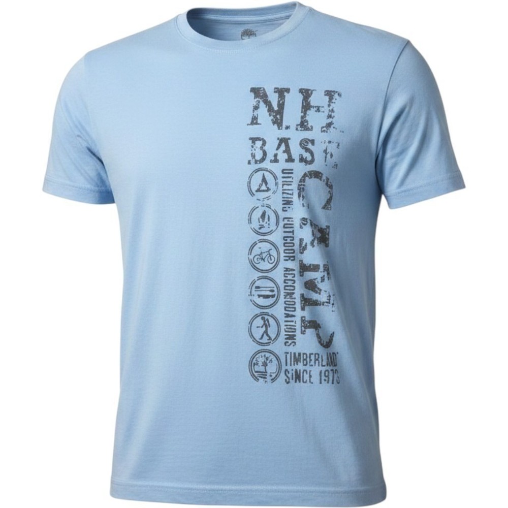 Timberland Graphic T-Shirt Men’s Size M Light Blue Cotton Outdoors Travel New