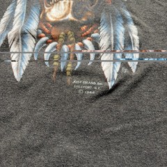Vintage 1988 Just Brass 3D Emblem Native Skull T Shirt Truckers Harley L/XL