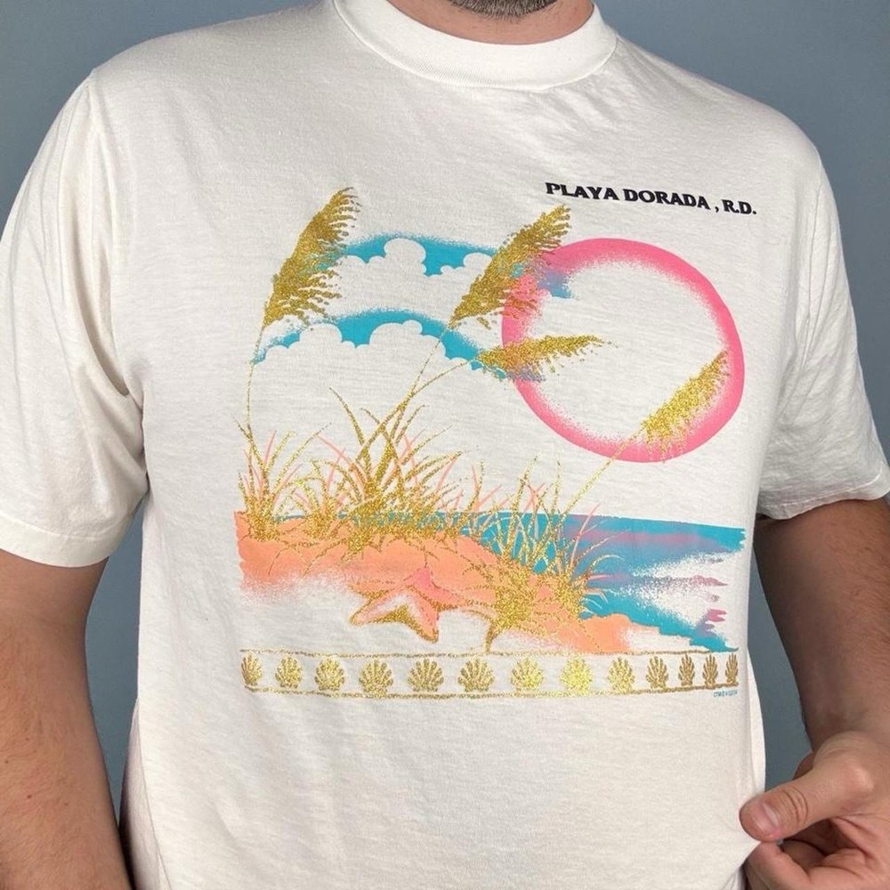 1990s Vintage Playa Dorada Dominican Republic Tourist Tee Mens XL White