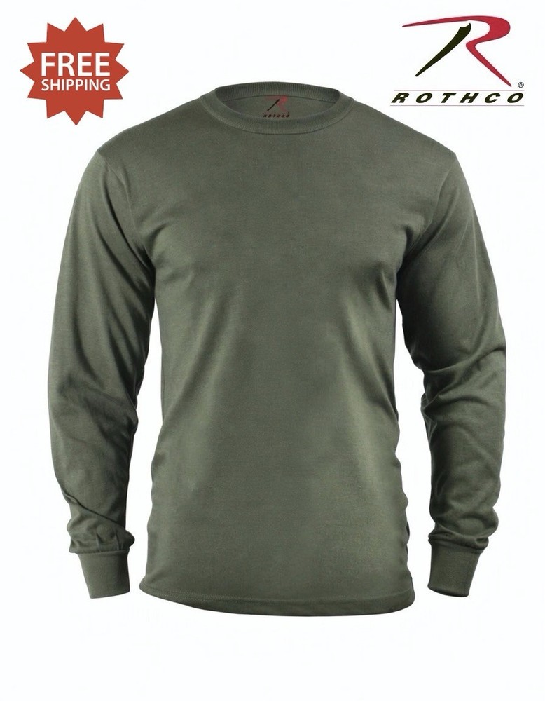 Rothco 60118 Long Sleeve Solid Poly/Cotton T-Shirt – Olive Drab – Size L / LARGE