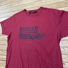 Dockers Khakis T Shirt Men XL Red Retro Laundry Finish Vtg 90s Spellout Tee XL