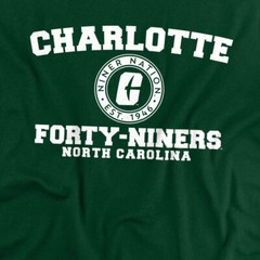 UNC Charlotte Adult T-Shirt Circle Logo, Hunter Green, S-3XL