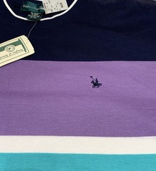 Vintage 90s Striped Shirt Mens Large Navy Teal Knights of Round Table Tee Y2K