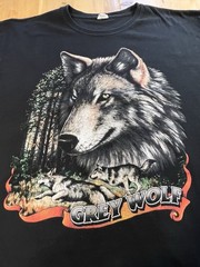 Grey Wolf Black Tee By Keys USA Soft Ring Spun Cotton Black Tee Size XL