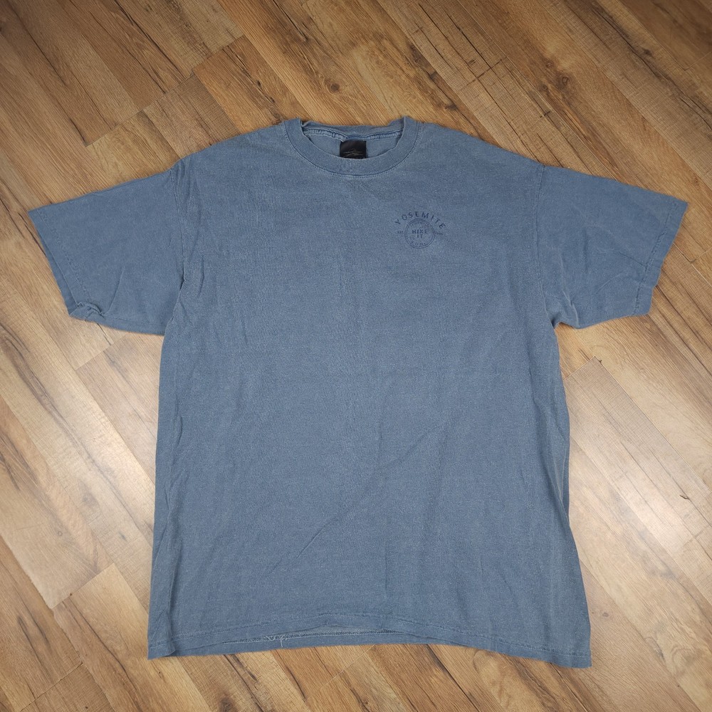 Vintage Yosemite Mist Trail T-Shirt Mens L Blue Hike Nature Outdoor Souvenir 90s