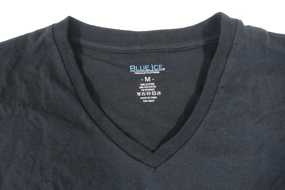 BLUE ICE MEDIUM STRETCH VNECK TSHIRT MENS – BLACK