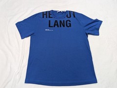 HELMUT LANG Cut Off Logo Shirt Mens Medium Blue Tee T-Shirt