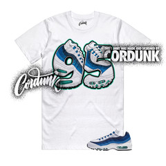 Air Max 95 White Lake Blue Obsidian French Emerald Green T Shirt Match 95SNKR