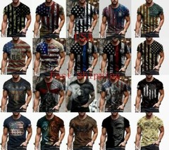 Men T Shirts USA American Flag Patriotic Fashion Short Sleeve Silky Soft Graphic