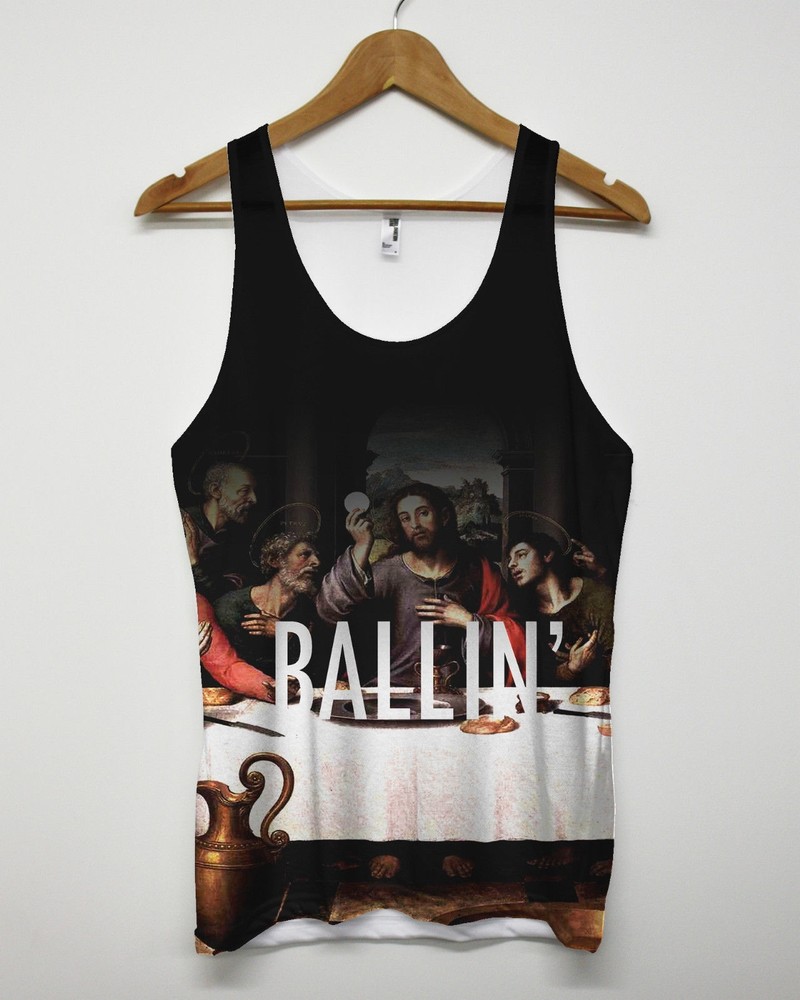 Ballin All Over Printed Vest Summer Holiday Beach Funny Jesus Religion Tank Top