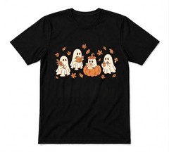 Fall Ghost Halloween Ghost Black T-shirt