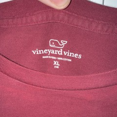 Vineyard Vines Burgundy Whale Logo Pocket Long Sleeve Crew Neck Tee XL