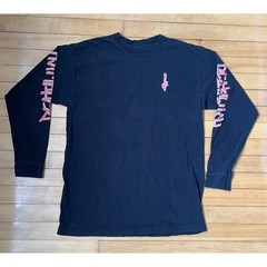 Deathwish Skateboards Mens Black Long Sleeve Graphic T-Shirt Pink Logo Large