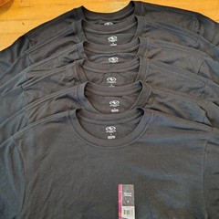 Lot of 6 Athletic Works Mens Small Black Tri-Blend Moisture Wicking T-Shirts NEW