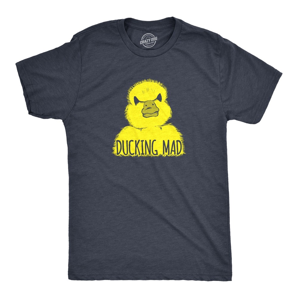 Mens Ducking Mad T Shirt Funny Angry Yellow Duck Tee for Guys