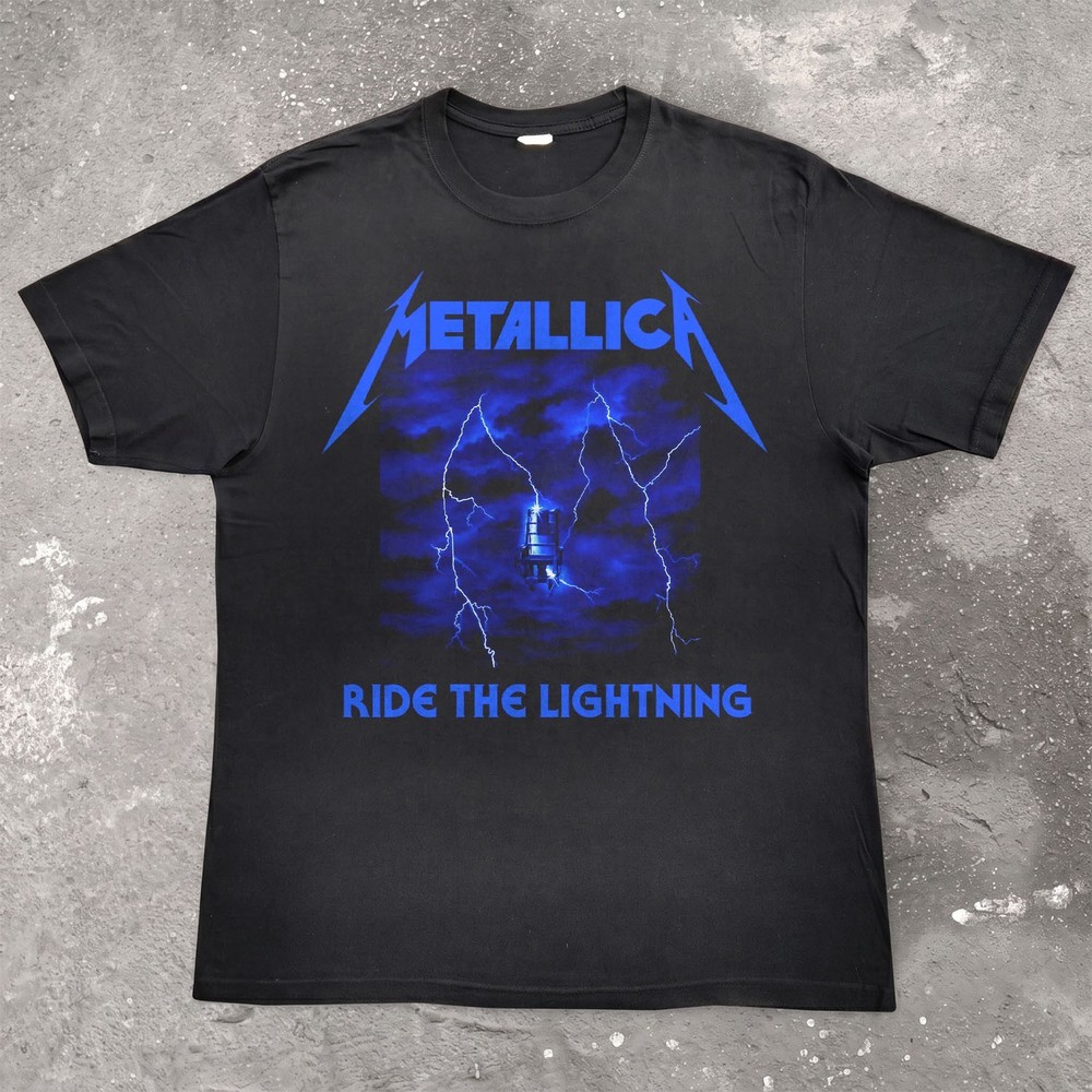 NEW Metallica Ride the Lighting, Kill Em All Style Album Black T-shirt