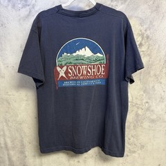 Vintage Showshoe Brewing Co Shirt Blue 90s California Nature Mens XL 22.5×27