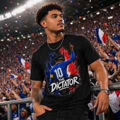 The Dictator 10 France 2026 World Cup Match Day Shirt Black Soccer Fan Tee Made
