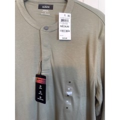 Alfani Stretch Henley Shirt Long Sleeve Knit Basics Top Casual Medium