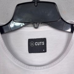 Cuts T-Shirt Mens Medium White Curved Hem PYCA Pro Minimalist Athleisure