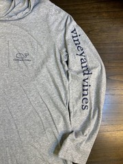 Vineyard Vines Hoodie Shirt Men Medium Lightweight Pullover Whale Logo Gray