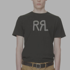 Vintage RRL Spell Out Logo Polo Ralph Lauren Gray Double R L T Shirt Men XL