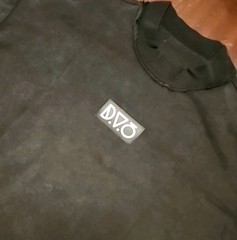D.V.O Tunnel Vision Oversized Black Graphic Mock Neck Double-Sided T-Shirt Large
