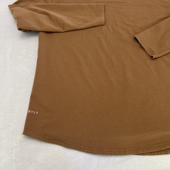 BYLT Shirt Mens 2XL Brown Drop Cut Lux Long Sleeve Stretch Tagless Crewneck Tee