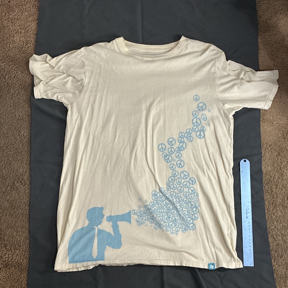 Y2K Frutiger Aero Tshirt RVL7 Size XL White Peace Symbol Spread Peace 100%Cotton