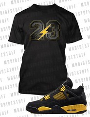 Men 23 Flash Lightening Graphic Tee Shirt Complements J4 Thunder Sneaker T