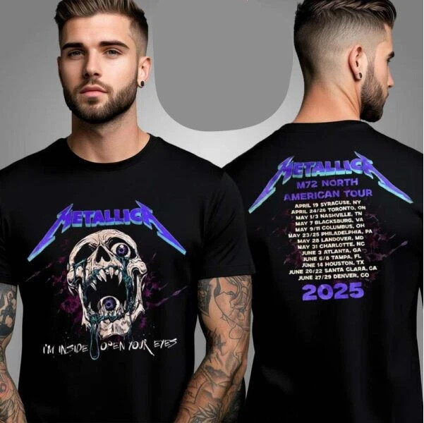 Metallica M72 NA Tour 2025 Schedule I’m Inside Open Your Eyes Skull T-Shirt Gift