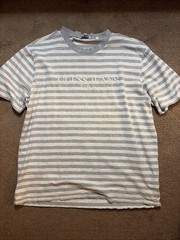 Guess Originals GUE$$ X ASAP Rocky Collab Embroidered Grey White Striped Shirt L