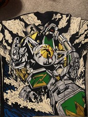 Mighty Morphin Power Rangers Green Ranger Dragonzord Vitamins AOP Shirt Large